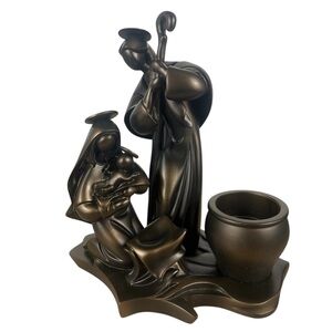 PartyLite Holy Night Tealight Holder Retired Nativity Metal Bronze P8262